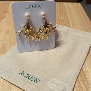 J. Crew Gold Freshwater Pearl Earrings